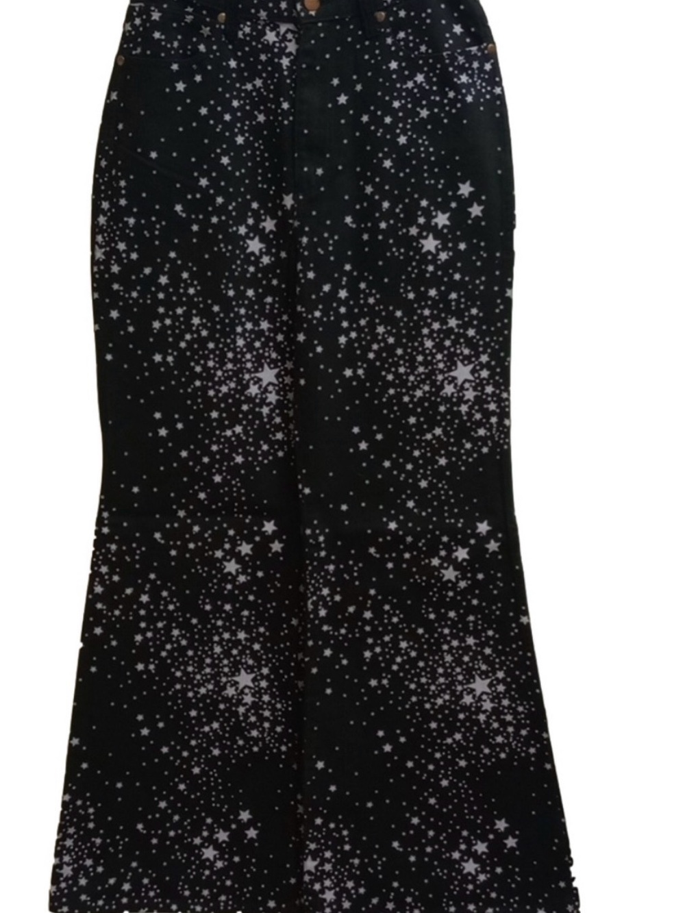 ⭐ WRANGLER "WANDERER" BLACK FLARE WIDE HIGH RISE JEANS WITH WHITE STARS⭐ - Picture 2 of 10